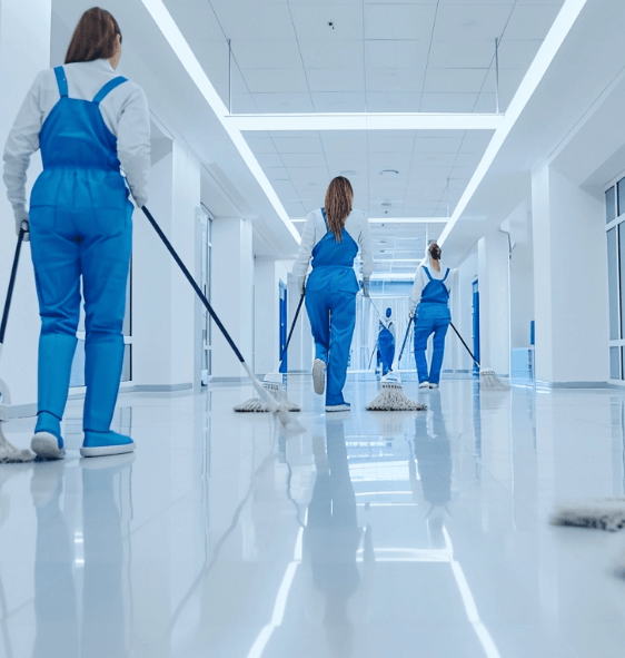 cleaning crew in a office